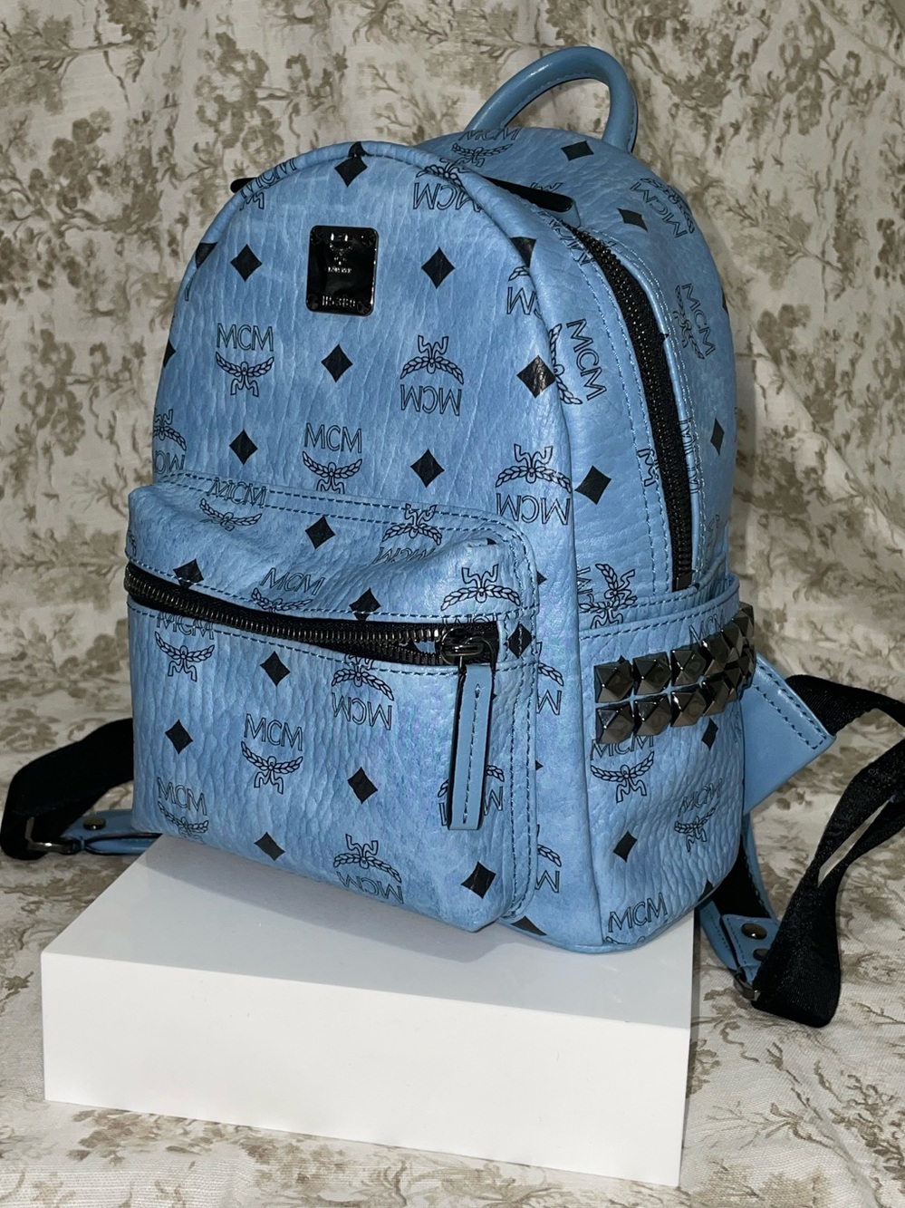 MCM denim color Studded Mini Backpack